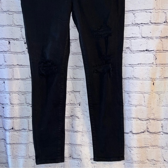 American Eagle High Rise Jeggings Button Fly Distressed Jeans Size 12 - Picture 4 of 9